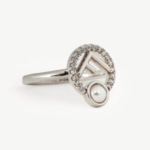Fendi F is Fendi Pearl & Crystal Palladium-Plated Ring